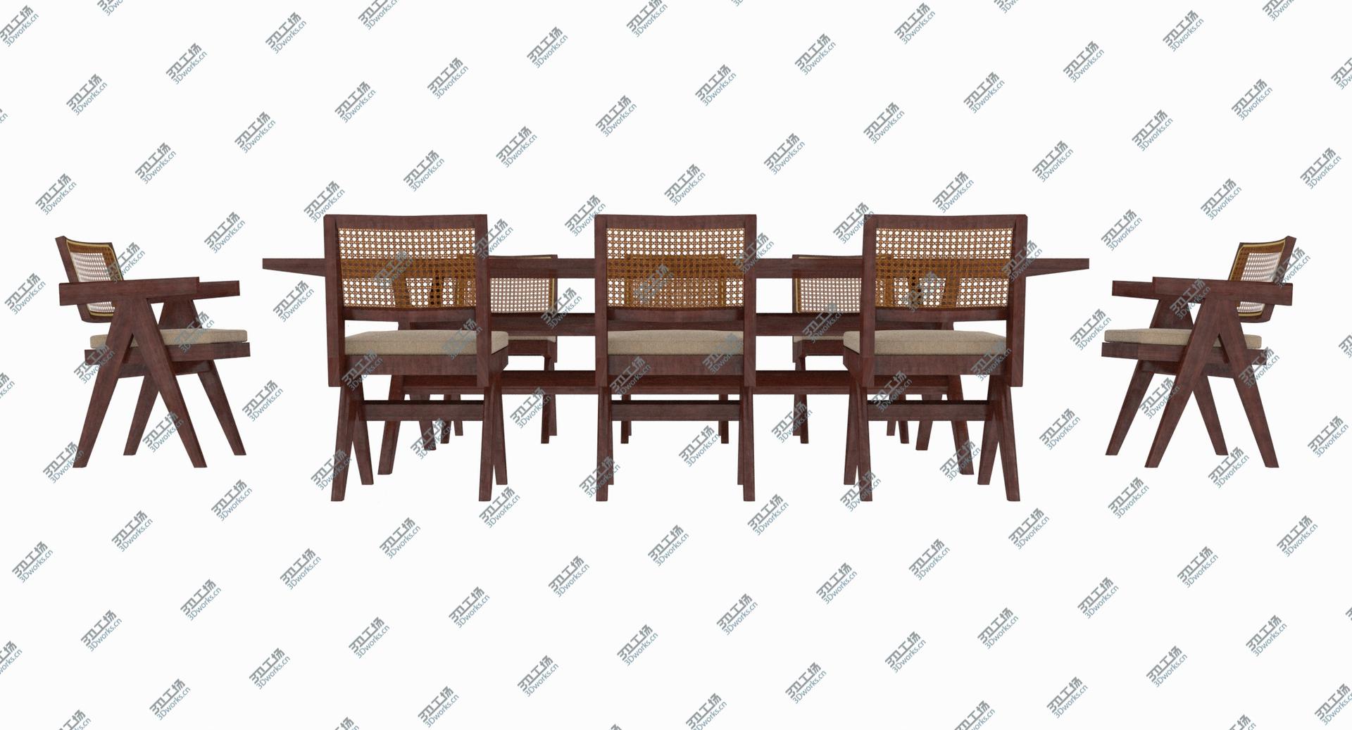 images/goods_img/202105073/Cassina Jeanneret Capitol Complex Table with Office Chair and Mahogany Chair with Cushions Set 3D model/3.jpg